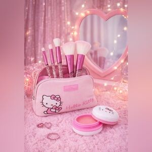 Hello Kitty Bundle 💎 Makeup bag, Limited edition Brush set and macaron lip balm